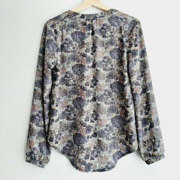 ASTR Flowy Sheer Hi-low Hem Floral Long Sleeve Top Sz S - Picture 6 of 8